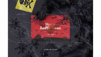 دانلود موکاپ کارت ویزیت با تم هالووین Halloween Card Mock-up