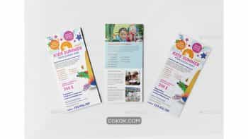 دانلود فایل لایه باز بروشور اردوی تابستانی کودکان Kids Summer Camp/ Rack Card and Voucher Template