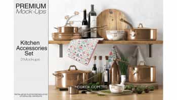 دانلود موکاپ لوازم آشپزخانه Kitchen Accessories Set