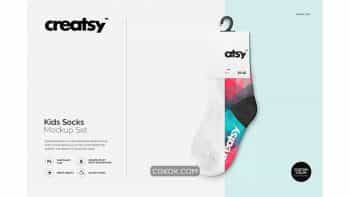 دانلود موکاپ جوراب ساق دار Kids Socks Mockup Set