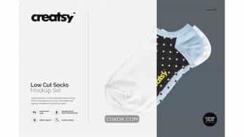دانلود موکاپ جوراب مچی Low Cut Socks Mockup Set
