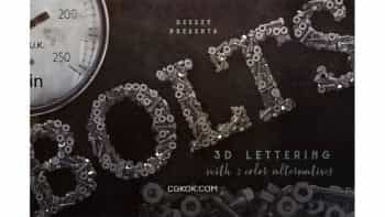دانلود کلیپ آرت حروف الفبا با طرح پیچ و مهره Metalic Bolts – 3D Lettering