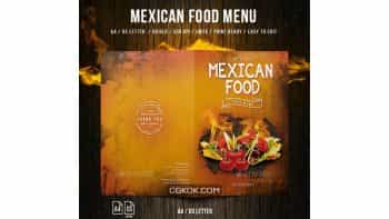 دانلود فایل لایه باز 2 لت منو غذای مکزیکی Mexican A4 and US Letter Food Menu