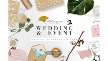 دانلود جعبه ابزار ساخت موکاپ کارت عروسی Natural Greenery Wedding Paper Set