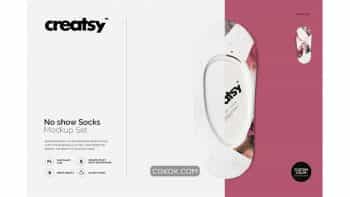 دانلود موکاپ جوراب کالج زنانه No show Socks Mockup Set