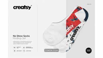 دانلود موکاپ جوراب کالج No show Socks Mockup Set