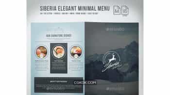 دانلود فایل لایه باز 2 لت منو غذا Siberia Elegant Minimal BiFold Menu