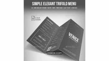 دانلود فایل لایه باز 3 لت منو غذا Simple Elegant Trifold Menu – 2 Color Version