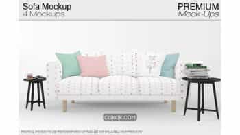 دانلود موکاپ مبلمان و کوسن Sofa & Pillows Mockup Pack