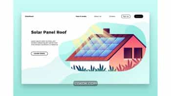 دانلود تصاویر وکتور لندینگ پیج پنل های خورشیدی Solar Panel Roof