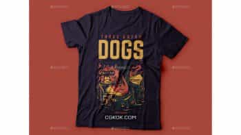 دانلود وکتور تیشرت Three Astro Dogs T-Shirt Design