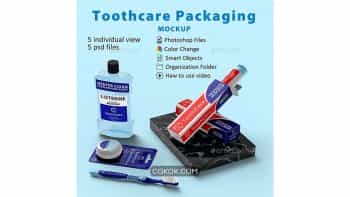 دانلود موکاپ وسایل بهداشت دهان و دندان Toothcare Packaging Mockup