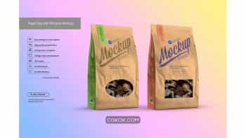 دانلود موکاپ پاکت کاغذی White Paper Bag with Window Mockup