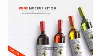 دانلود موکاپ بطری نوشیدنی Wine Mockup Kit 2.0