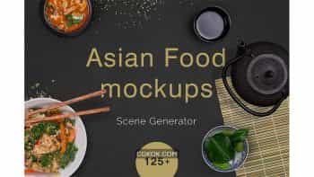 دانلود جعبه ابزار ساخت موکاپ غذاهای آسیایی Asian Food / Scene Generator