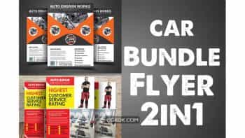 دانلود فایل لایه باز تراکت تعمیرات ماشین Car Bundle Flyer 2in1