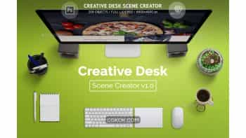 دانلود جعبه ابزار موکاپ میز کار Creative Desk Scene Creator