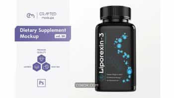دانلود موکاپ بطری مکمل غذایی Dietary Supplement Mockup V. 2A