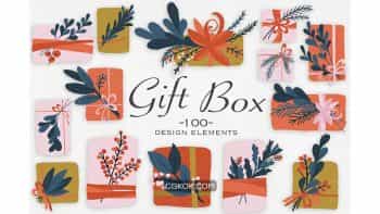 دانلود وکتور و کلیپ آرت جعبه هدیه Gift Box Design Elements