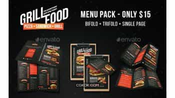 دانلود فایل لایه باز منو غذا Grill BBQ Food Menu Bundle