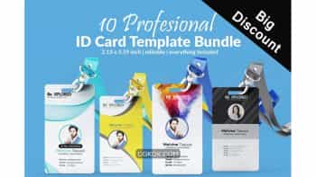 دانلود فایل لایه باز کارت شناسایی ID Card Bundle Template 10 Cards