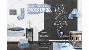 دانلود موکاپ دیوار و قاب عکس اتاق کودک Kids Room Wall/Frame Mock Up 26