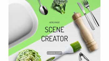 دانلود جعبه ابزار ساخت موکاپ لوازم آشپزخانه Kitchen equipment scene generator