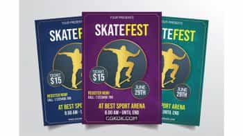 دانلود وکتور تراکت فستیوال اسکیت بورد Skateboard Festival Flyer Template