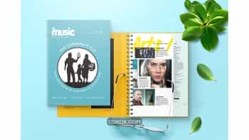 دانلود موکاپ کتاب سیمی Spiral Hardbound Book With Folder Cover Mockups