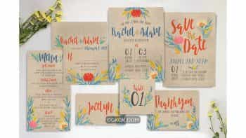 دانلود فایل لایه باز کارت دعوت عروسی Summer Floral Wedding Suite