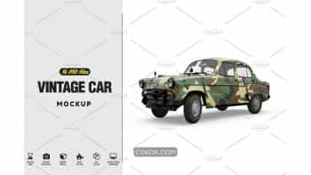 دانلود موکاپ اتومبیل Vintage Car Mockup