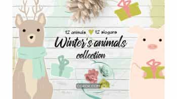 دانلود وکتور و کلیپ آرت حیوانات در زمستان Winters Cute Animals