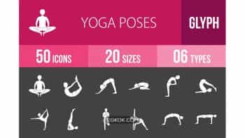 دانلود وکتور آیکون یوگا Yoga Poses Glyph Inverted Icons