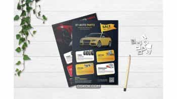 دانلود فایل لایه باز تراکت خدمات و تعمیرات ماشین Auto Parts Flyer