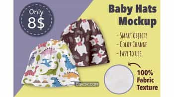 دانلود موکاپ کلاه نوزاد Baby Hats Mockup