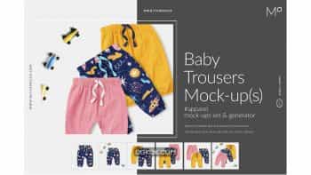 دانلود موکاپ شلوار نوزاد Baby Trousers Mock-ups Set Generator