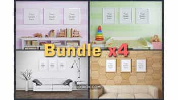 دانلود موکاپ صحنه داخلی BUNDLEx4 Interior Mockup