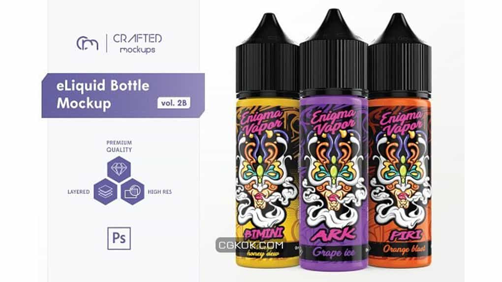 دانلود موکاپ قطره چکان ELiquid Bottle Mockup V. 2B