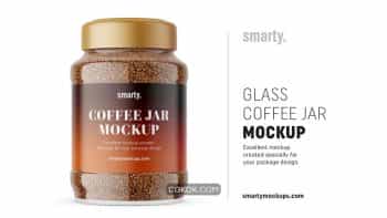 دانلود موکاپ قوطی شیشه ایی قهوه Glass Coffee Jar Mockup