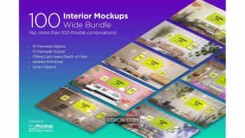 دانلود موکاپ صحنه داخلی Interior Mockups – Wide Bundle