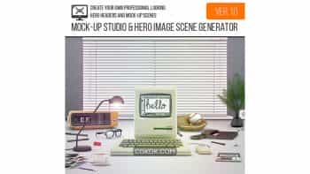 دانلود جعبه ابزار ساخت موکاپ وسایل قدیمی Mock-Up Studio & Hero Image Scene Generator