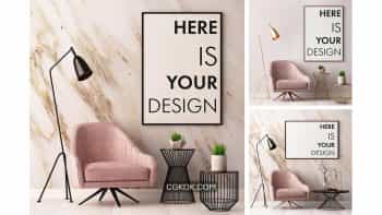 دانلود موکاپ قاب عکس Mockup Posters In The Interior
