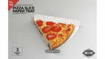 دانلود موکاپ پیتزا Pizza Slice Tray Packaging Mockup