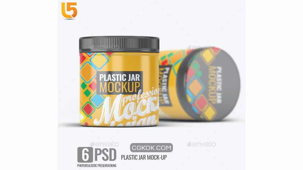 دانلود موکاپ قوطی پلاستیکی Plastic Jar Mock-Up