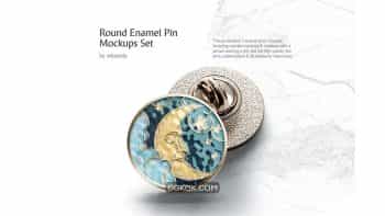 دانلود موکاپ سنجاق سینه گرد Round Enamel Pin Mockups Set