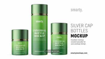 دانلود موکاپ بطری Straight Bottle / Silver Cap Mockup