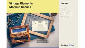 دانلود موکاپ عناصر با طرح قدیمی Vintage Elements – Mockup & Styled