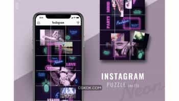 دانلود فایل لایه باز پست پازلی اینستاگرام Neon