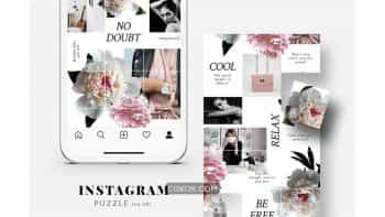 دانلود فایل لایه باز پست پازلی اینستاگرام Peonies