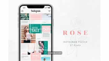 دانلود فایل لایه باز پست پازلی اینستاگرام Rose